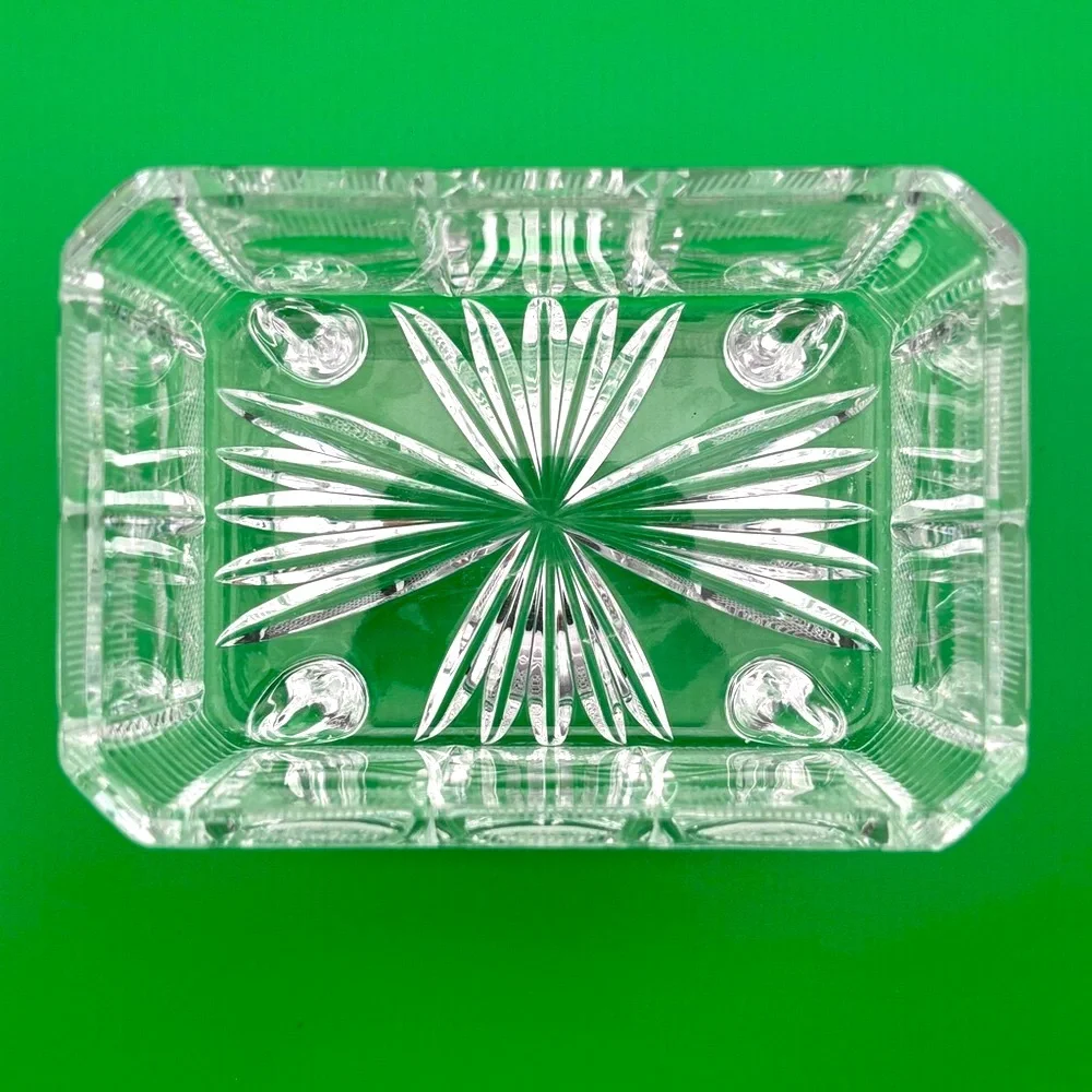 Vintage American Brillant Cut Glass Covered Cigarette Box.